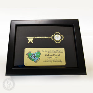 Key to the City Display Case Award with Full Color Printed Disc on Key and Full Color Printed Plate