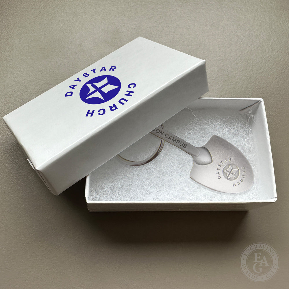 Showel Keychain Custom Cast Shovel Keychains - Engraving, Awards & Gifts
