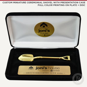 Custom Miniature Ceremonial Shovel with Presentation Case: Full Color Printing on Plate and Disc