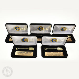 Group of Miniature Shovel Presentation Case Awards with Full Color Printed Discs and Plates