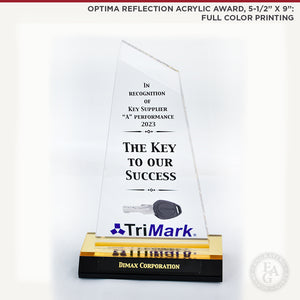 Optima Reflection Acrylic Award. 5-1/2" x 9": Full Color Printing