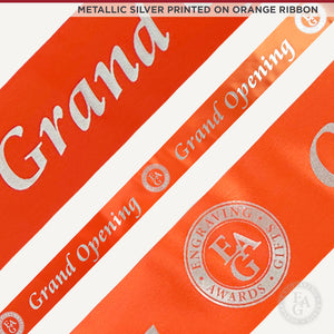 4" Wide Metallic Silver Printed Ribbon - Orange