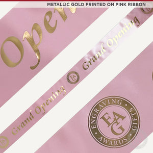 4" Wide Metallic Gold Printed Ribbon - Pink Ribbon