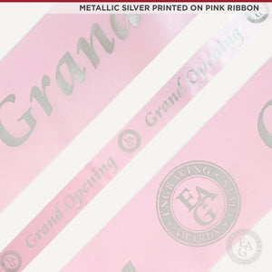 4" Wide Metallic Silver Printed Ribbon - Pink