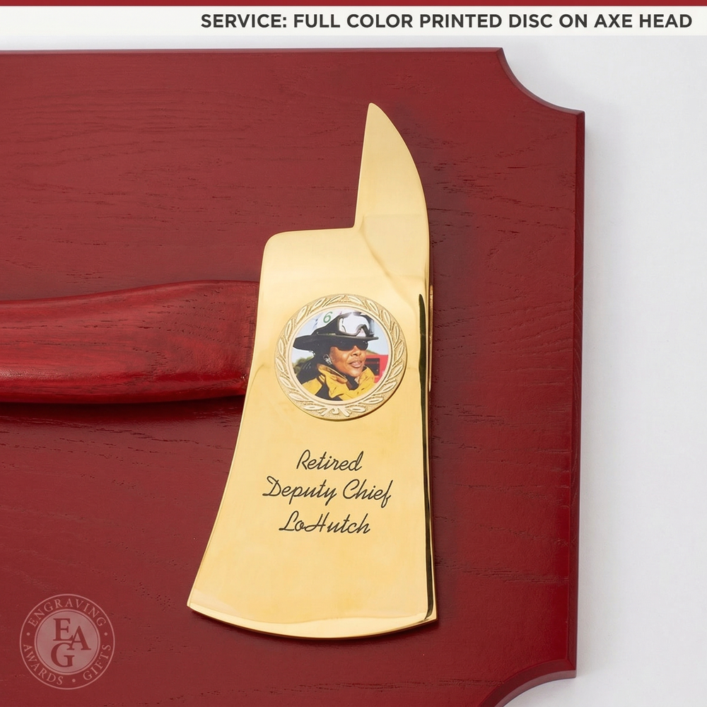 42x16 Red Firefighter Award Plaque - Gold Axe - Engraving, Awards 42x16 Red Firefighter Award Plaque - Gold Axe - Engraving, Awards