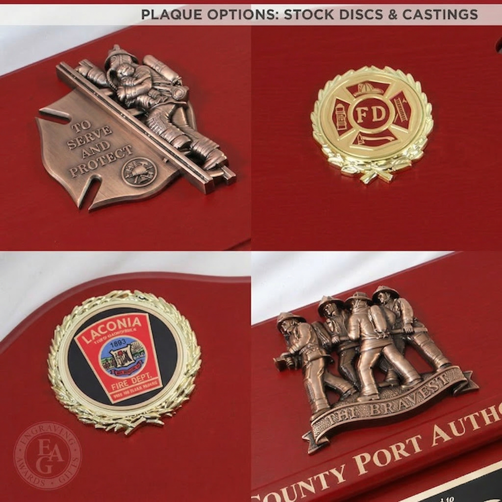 18x18 Red Maltese Cross Firefighter Plaque - Gold Axe - Engraving 18x18 Red Maltese Cross Firefighter Plaque - Gold Axe - Engraving