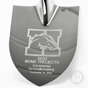 Specialty Chrome Plated Ceremonial Groundbreaking Shovel - D-Handle - Rotary Engraved