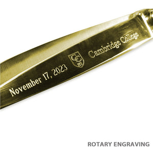 Rotary Engraving example on Gold Scissors