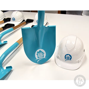 Custom Painted D-Handle Shovel with Round Front Hard hat