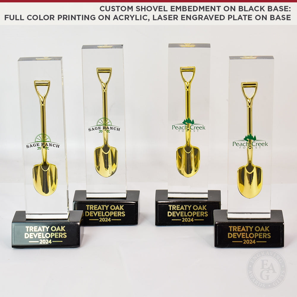 Shovel Embedment on Black Base - Engraving, Awards & Gifts