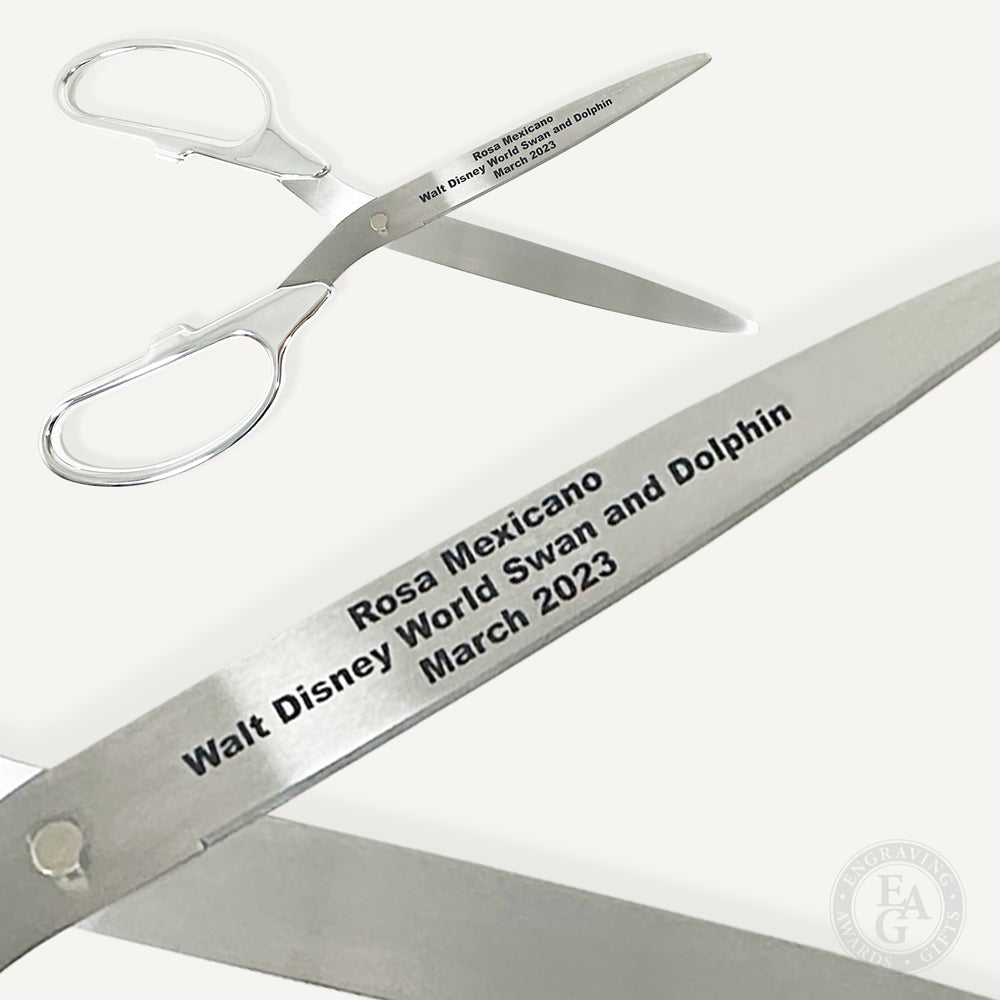 White Ribbon Cutting Scissors With Silver Stainless Steel Blades