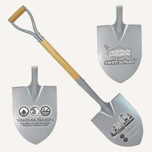 Exclusive Specialty Style Spade - Silver Finish Ceremonial Groundbreaking Shovel - D-Handle