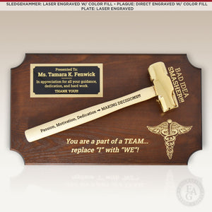 Small Gold Plated Sledgehammer Plaque