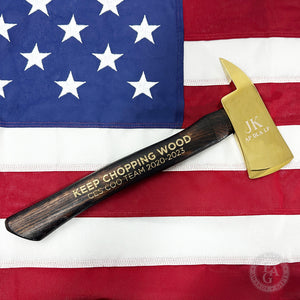15" Gold Plated Ceremonial Firefighter Axe - Flamed