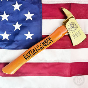 15" Gold Plated Ceremonial Firefighter Axe - Custom Painted Handle