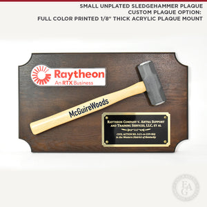 Small Unplated Sledgehammer Plaque, Custom Plaque Option: Full Color Printed 1/8" Thick Acrylic Plaque Mount