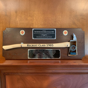 42x16 Walnut Firefighter Award Plaque - Chrome Axe