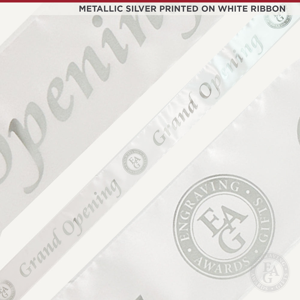 Re-Grand Opening Ribbon with Silver Letters-4W (50 yards)