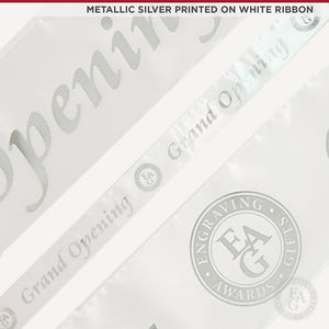 4" Wide Metallic Silver Printed Ribbon - White