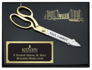 10-1/2" Ceremonial Scissors Piano Finish Plaque with Engraved Plate and Board