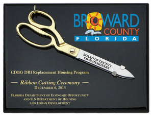 10-1/2" Ceremonial Scissors Piano Finish Plaque with Engraving and Full Color Printing Directly on Board