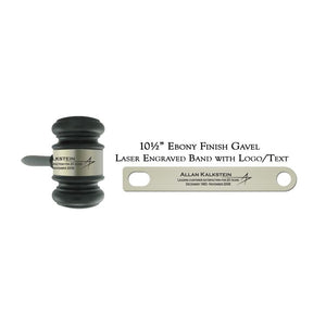 Laser Engraved Band with Logo and Text for Ebony Finish Gavel