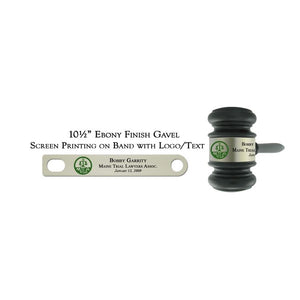 Screen Printing on Band with Logo and Text for Ebony Finish Gavel