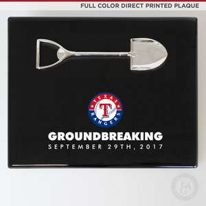 10" x 8" Miniature Groundbreaking Shovel Plaque - Full Color Direct Printed Plaque