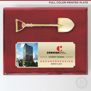 10" x 8" Miniature Groundbreaking Shovel Plaque - Full Color Printed Plate