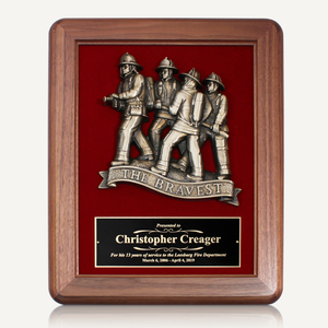 12" x 15" Genuine Walnut Engraved Firefighter Frame Plaque Award