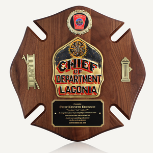 14x14 Genuine Walnut Firefighter Maltese Shield Plaque
