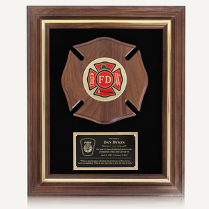 14 1/2" X 17 1/2" Genuine Walnut Engraved Firefighter Frame Plaque Award