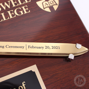 15" Gold Plated Ceremonial Scissors Piano finish Plaque Close Up
