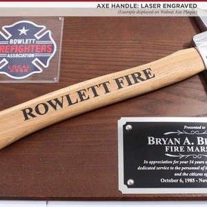 15" Chrome Plated Ceremonial Firefighter Axe - Natural - Laser Engraved Handle