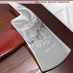 Firefighter Axe Walnut Pedestal Award - Rotary Engraved Head