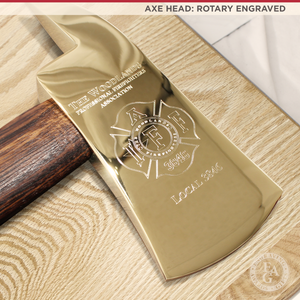 Small Oak Firefighter Axe Award Plaque - Gold - Rotary Engraved Head