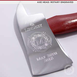 Large Firefighter Wedding Axe - Chrome - Rotary Engraved Head