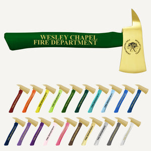 15" Gold Plated Ceremonial Firefighter Axe - Custom Painted Handle