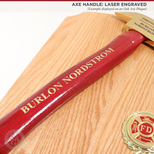 15" Gold Plated Ceremonial Firefighter Axe - Red - Laser Engraved Handle