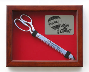 Display Case for 15" Chrome Ceremonial Scissors Red Background
