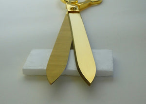 15" Gold Plated Ceremonial Ribbon Cutting Scissors Close Up