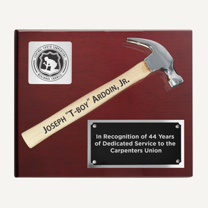 Rosewood Piano Finish Plaque with Chrome Plated Hammer