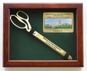 Display Case for 15" Gold Ceremonial Scissors Green Background