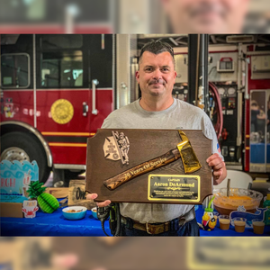 Small Walnut Firefighter Axe Award Plaque - Gold