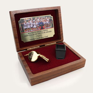 24KT Gold Plated Whistle Award with Custom Coach Engraving