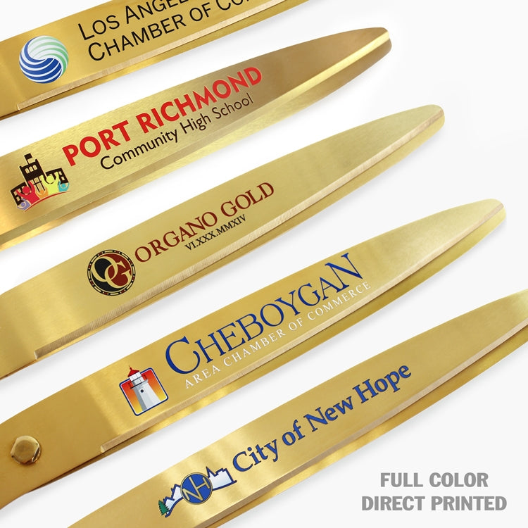 Custom Golden Blade Scissors W/ Logo And/Or Text  Ceremonial  Groundbreaking, Grand Opening , Crowd Control & Memorial Supplies