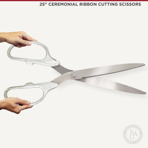 25" Chrome Plated Ribbon Cutting Scissors with Silver Blades