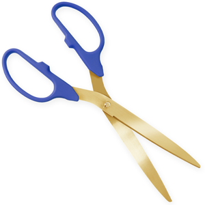 25in Giant Blue Ribbon Cutting Scissors with Gold Blades - Blank