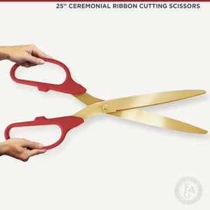 25" Red Ribbon Cutting Scissors with Gold Blades