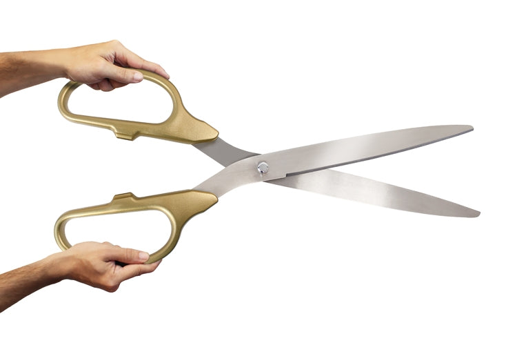 25 Gold Ribbon Cutting Scissors with Silver Blades